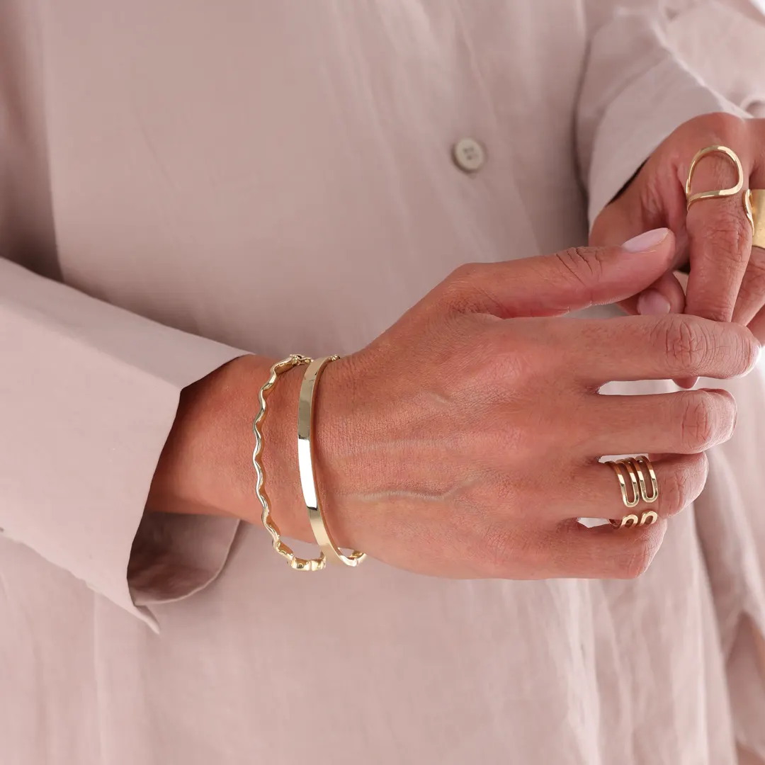 14K gold Curved Bracelet - Image 5