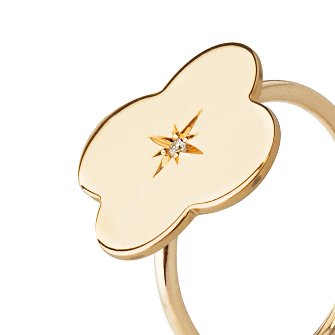 14K Gold Flower Diamond Star Necklace - Image 2