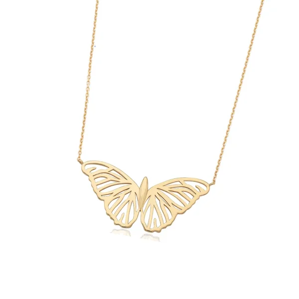 14K Gold Perforated Butterfly Necklace - Image 2