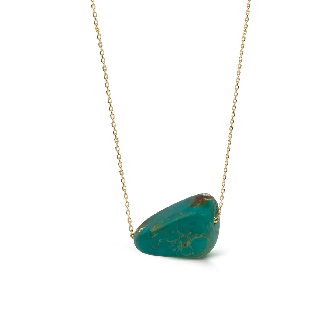14K Gold, Rough Turquoise Necklace - Image 3