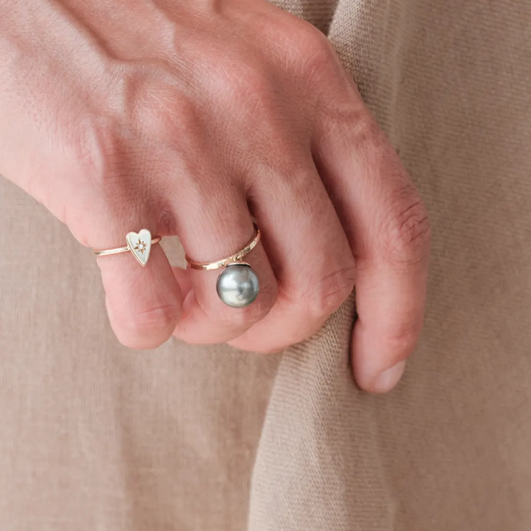 14K Gold Tahitian pearl Ring - Image 2