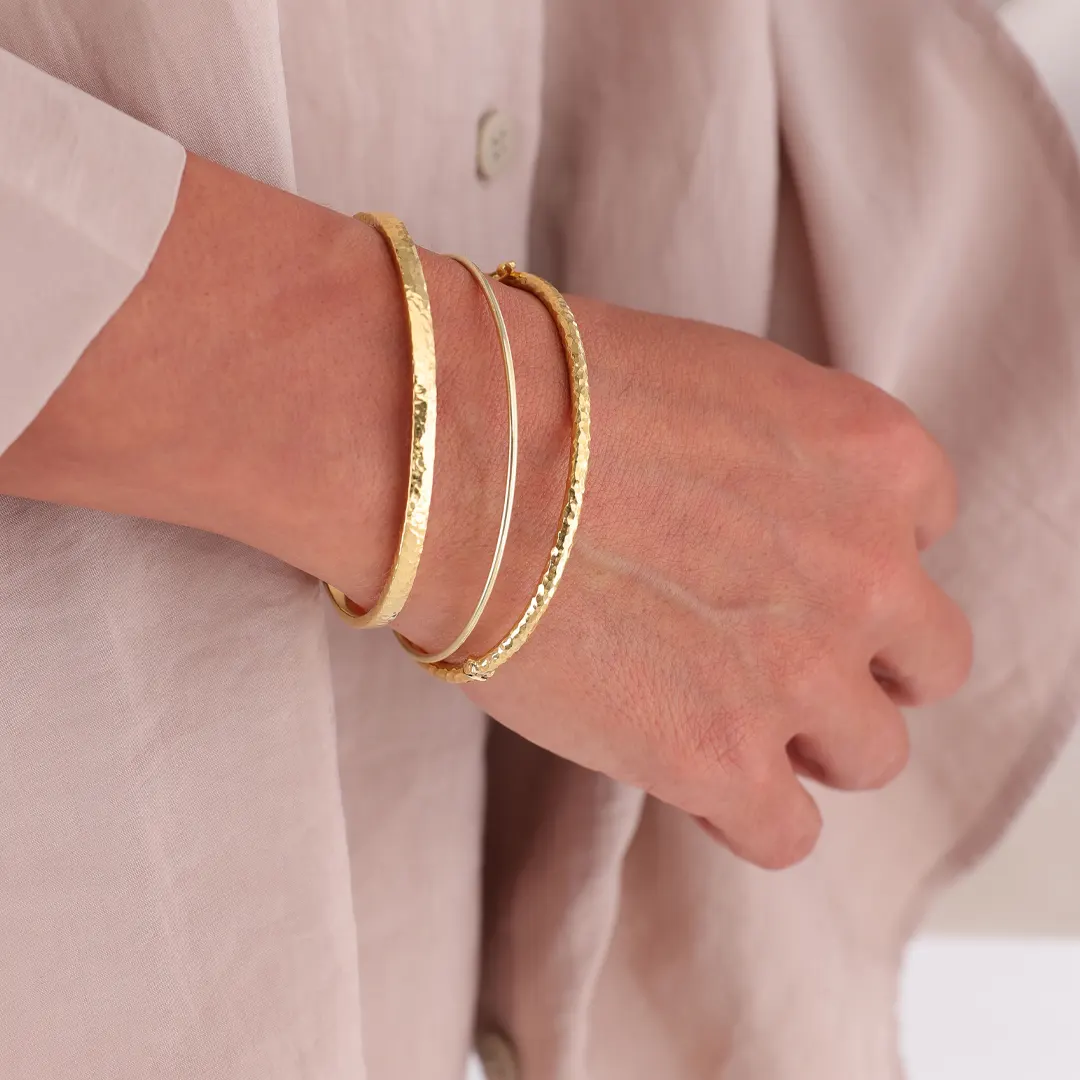 14K gold Thin Open Bracelet with 2 Dots - Image 5