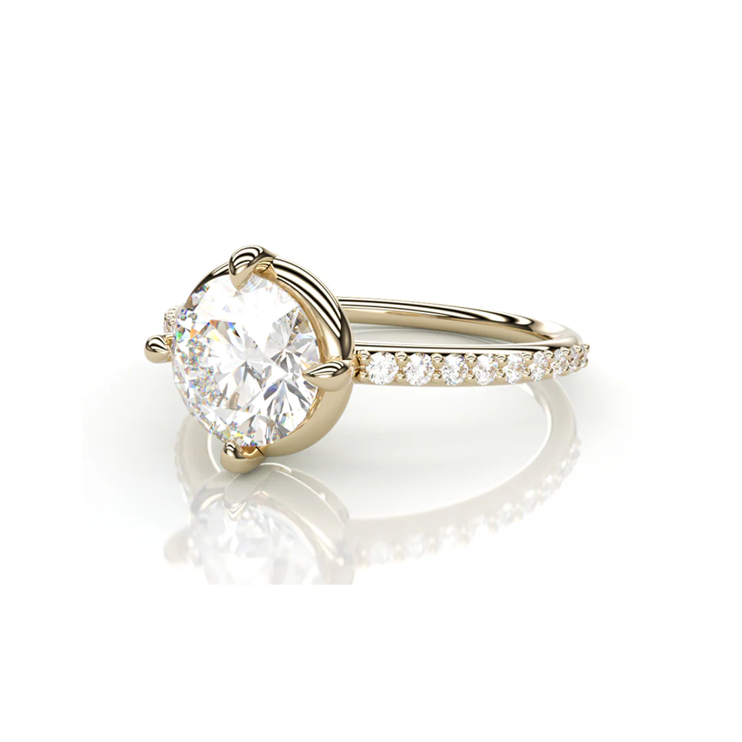 18Κ Yellow Gold Round Diamond Ring - Image 2