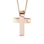 Double Curved Gold Cross Pendant, Large Size - Image 2