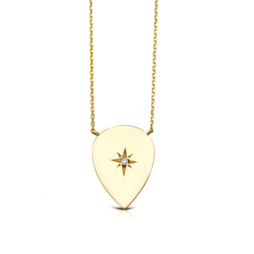 14K Gold Drop Diamond Star Necklace (big) - Image 2