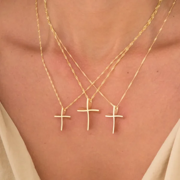 Twisted Gold Cross Pendant, Large Size - Image 4